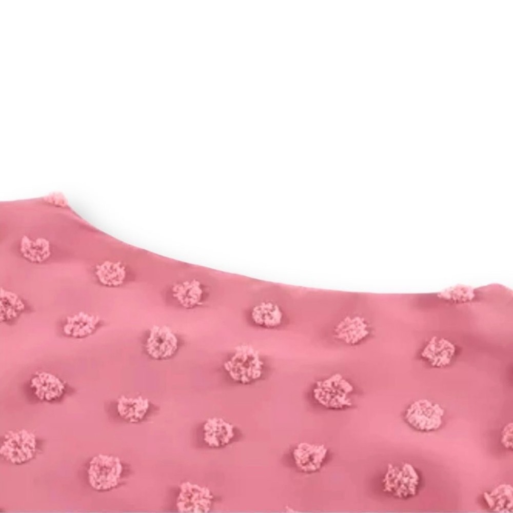 💐 PINK SWISS DOT PUFFED LONG SLEEVE TOP - Picture 2 of 11
